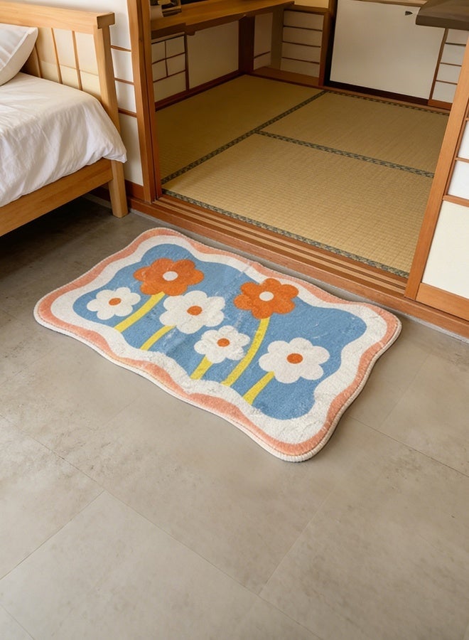 WangPangZi Cute Bath Mat, Extra Soft Bathroom Rugs, High Absorbent Flower Area Rug, Non Slip Machine Washable Bathroom Mat, Great for Indoor Bathtub Bedroom Floor - Image 5